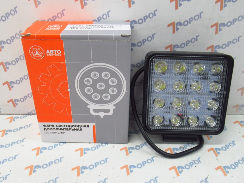 Светодиодная фара AVTOELECTRICA, квадрат, направл. свет, 16 диодов,48W,(110х55х140)12/24V 