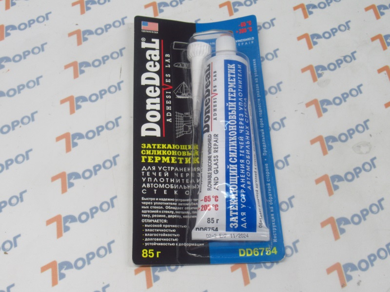 Герметик DoneDeal DD6754 затекающий силиконовый для стекол, 85 гр 