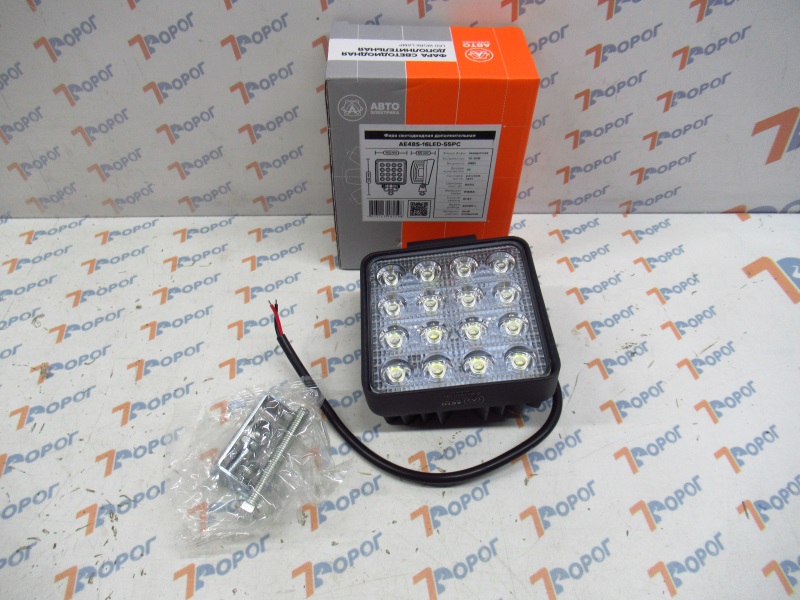 Светодиодная фара AVTOELECTRICA, квадрат, рассеив. свет, 16 диодов, 48W,(110х55х140)12/24V 