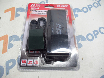 Разветвитель прикуривателя на 3 гнезд+USB AVS CS313U